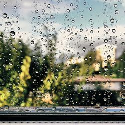 Close-up of water drops on glass