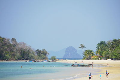 Scenic view of beach against clear sky