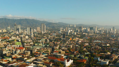 Cebu city, a major city on the island of cebu, with skyscrapers and residential buildings 