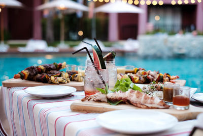 Close-up of food on table in restaurant