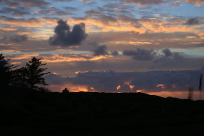 Silhouette landscape against sky during sunset