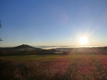 Scenic view of landscape against sky during sunset