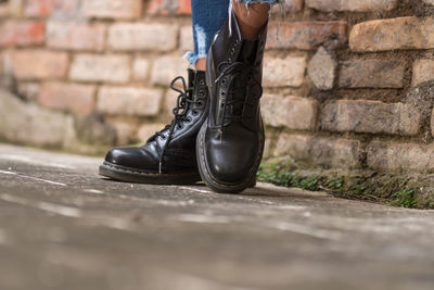 Waterproof boots. black lace-up combat boots
