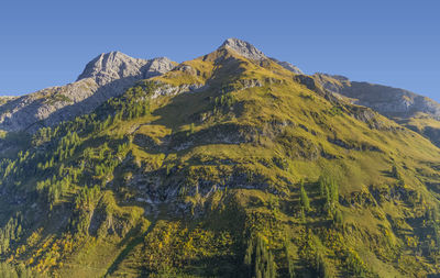 Scenic view of mountains against clear sky