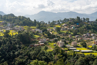 High angle view of townscape against sky