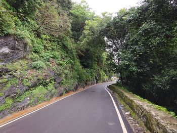 Road amidst trees against sky