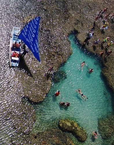HIGH ANGLE VIEW OF PEOPLE SWIMMING IN WATER