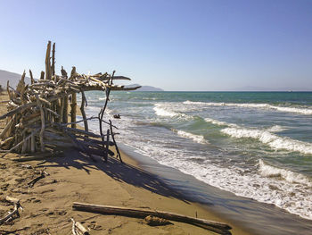 Scenic view of sea against clear sky