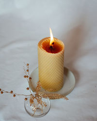 Close-up of illuminated candle