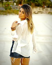 Woman looking at camera
