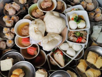 High angle view of vegetables on table