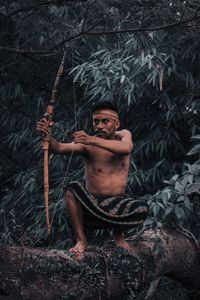 Hunter from flores. hunting is an activity carried out by the ancestors to meet their daily needs.