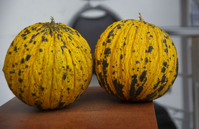 Close-up of pumpkin on table