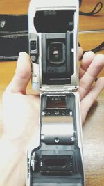 Close-up of person photographing