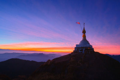 Mulayit taung, chedi on a high mountain in the early morning, in burma
