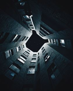 Directly below shot of building at night