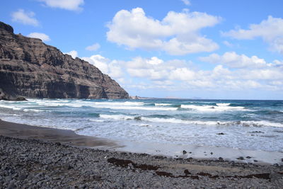 Scenic view of beach against sky