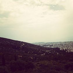 Scenic view of landscape against cloudy sky