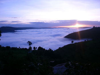 Scenic view of landscape against sky during sunset