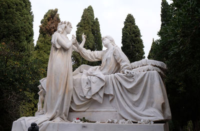 Detail of a mourning sculpture, cemetery in boninovo district dubrovnik city dalmatia, croatia