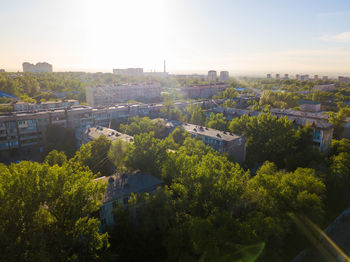 High angle view of townscape against sky