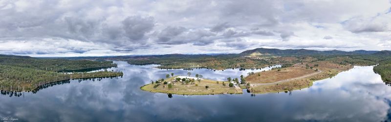 Panoramic view of lake against sky