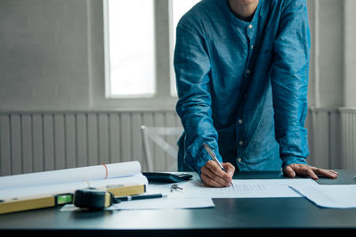 Man working on table