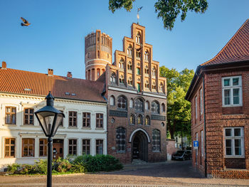 Low angle view of building against sky, old watertower,  lüneburg 