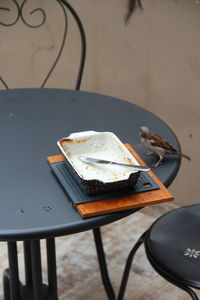 High angle view of breakfast on table