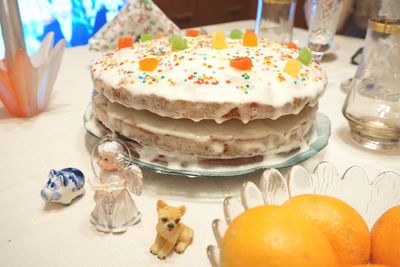 Close-up of cake on table