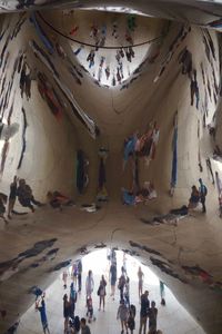 High angle view of people in stadium