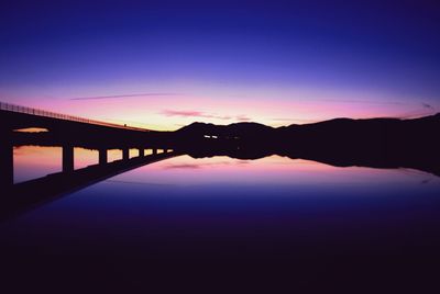 Scenic view of calm sea against sky at sunset