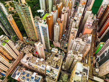 High angle view of buildings in city