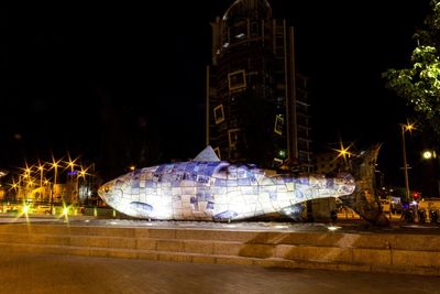 Illuminated buildings at night