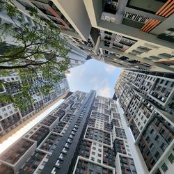 High angle view of buildings in city