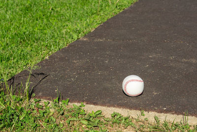 High angle view of ball on field