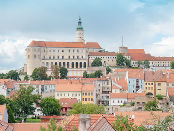 Summer traveling in mikulov town. beautiful mikulov castle, southern moravia, czech republic