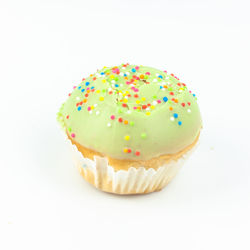 Close-up of cupcakes against white background