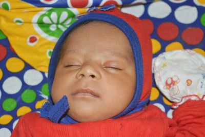 Close-up of cute baby sleeping