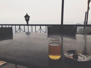 Close-up of beer on table