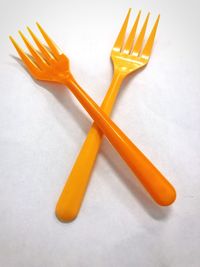 High angle view of orange on white background