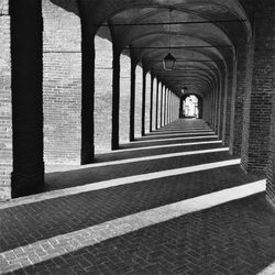 Sunlight falling on corridor of building