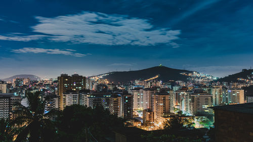 Long exposure urban night photography with buildings and lights in rio de janeiro, brazil