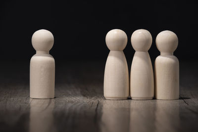Close-up of objects on table against black background