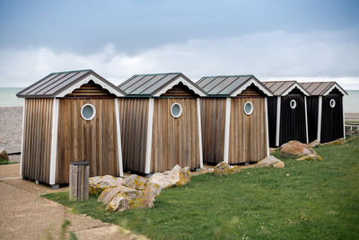Wooden houses on the ocean saint marguerite sur mer