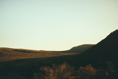 Scenic view of mountains against clear sky