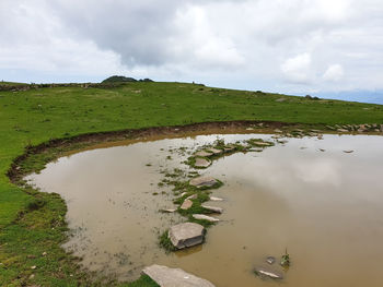 Scenic view of lake against sky