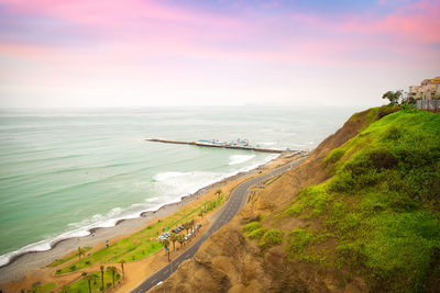 High angle view of beach against sky