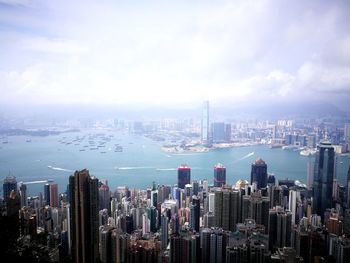 High angle view of city at waterfront