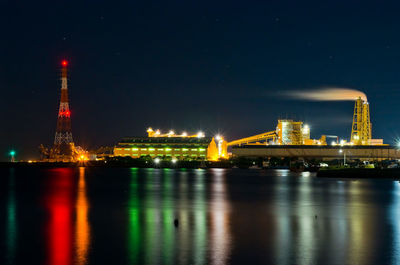 Night view of factories at kinuura port
